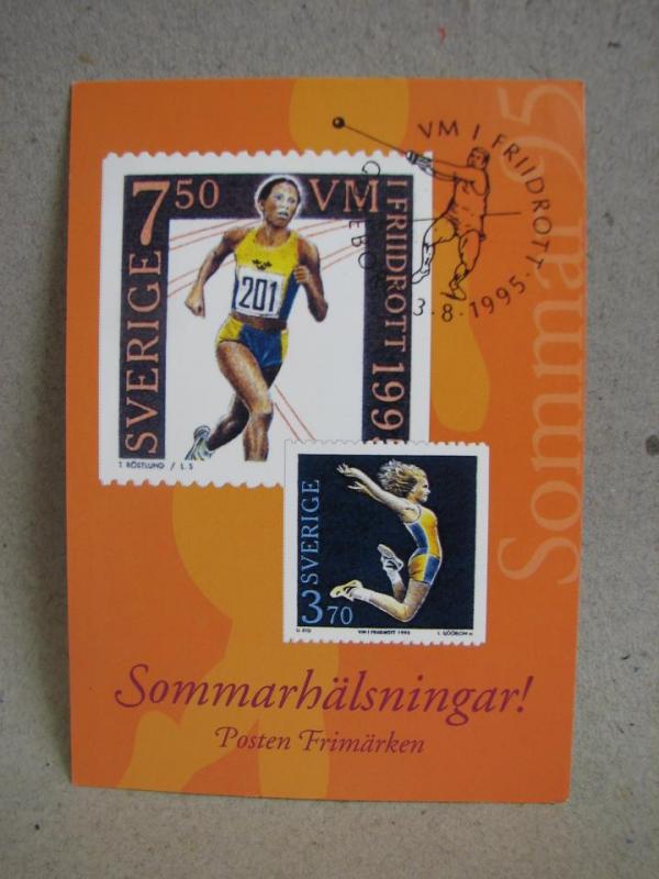 Vykort VM i Friidrott med fin stämpel från Kiruna 20/6 1995