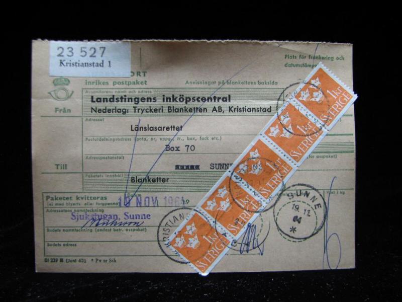 Adresskort med stämplade frimärken - 1964 - Kristianstad till Sunne