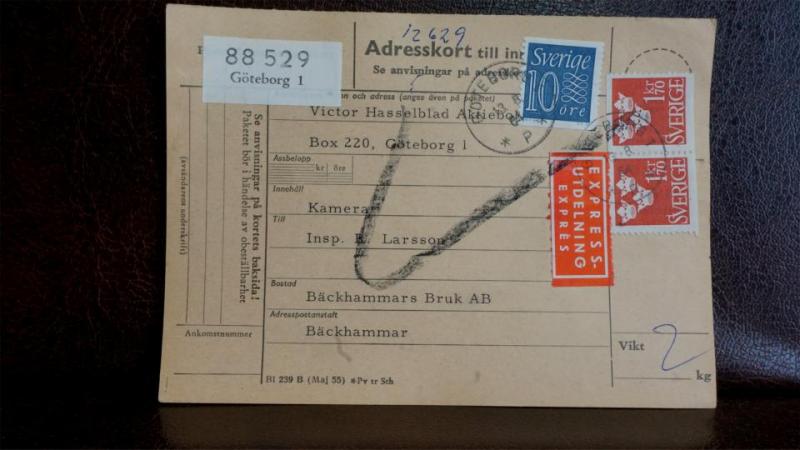 Express + Paketavi med stämplade frimärken - 1964 - Göteborg 1 - Bäckhammar