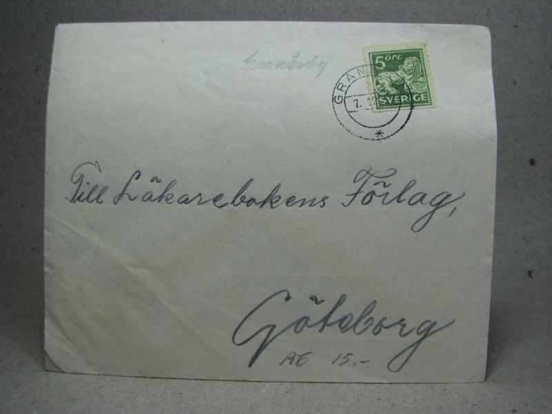 Försändelse med stämplat frimärke - Granåsby 7/12 1932