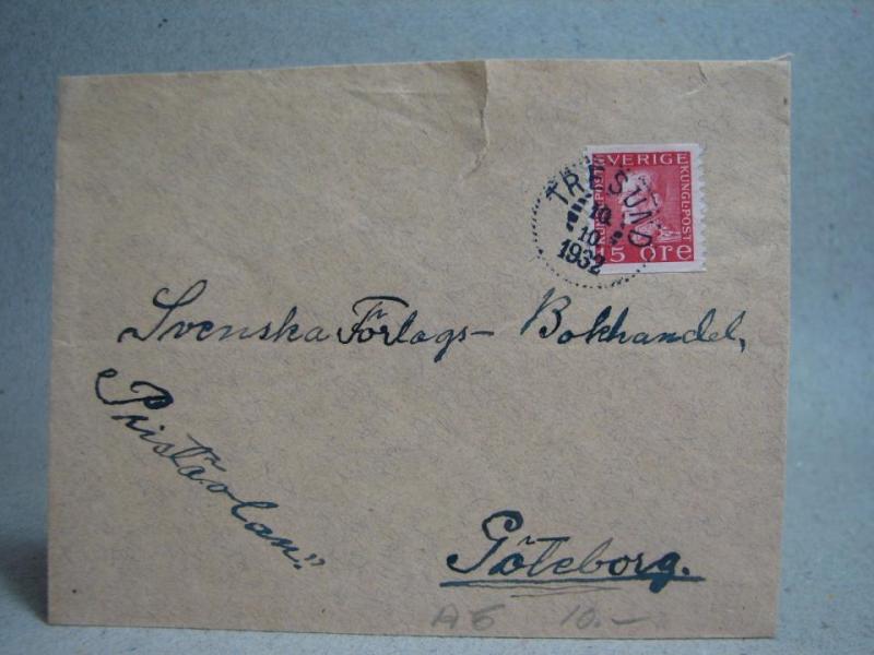 Försändelse med stämplat frimärke - Tresund 10/10 1932