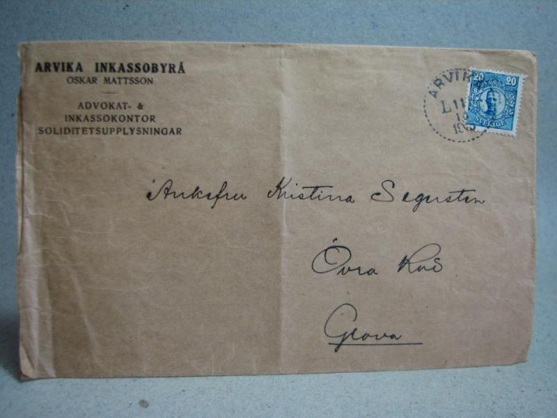 Försändelse med stämplat frimärke - Arvika 11/10 1945