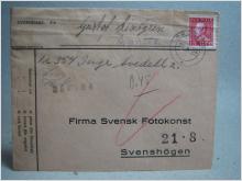 Försändelse med stämplat frimärke - Brunsta 20/8 1934