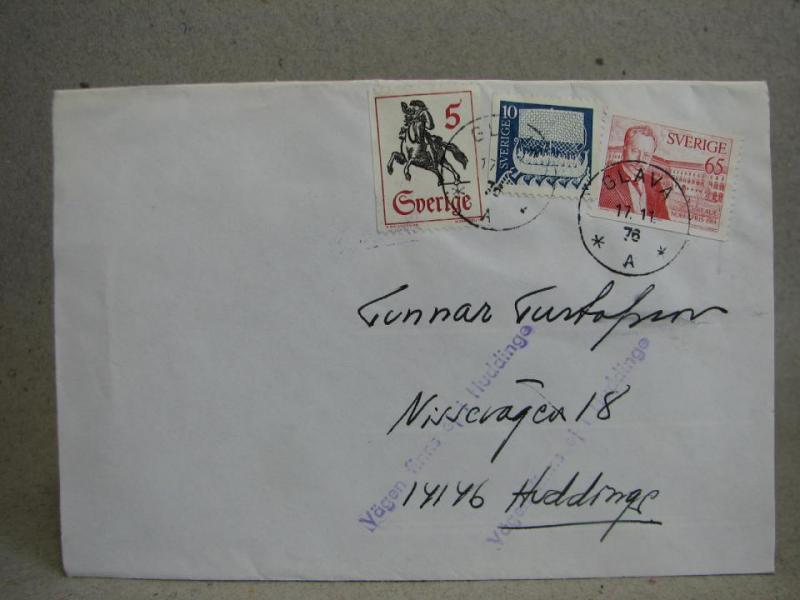 Äldre brev med stämplar och frimärken - Glava 1976