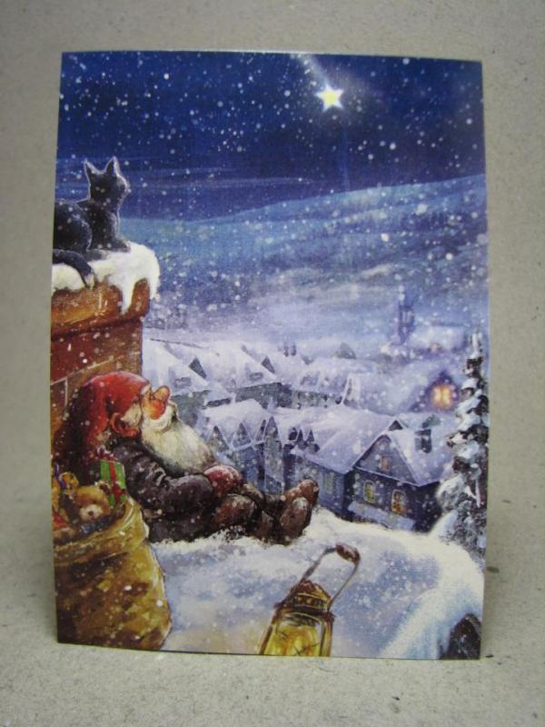Julkort med Tomte - Oskrivet fint kort