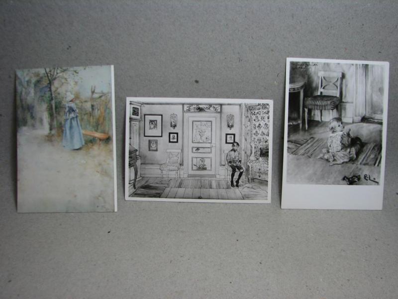 3 stycken Carl Larsson vykort 