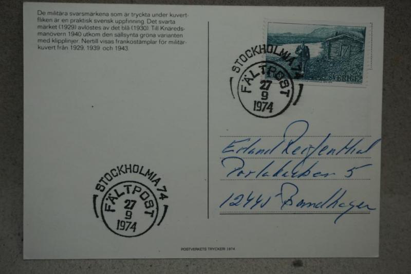 Stockholm 1974 - stämplat vykort