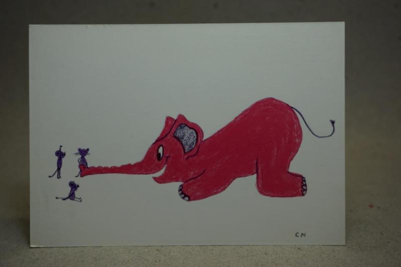 Elefant - vykort av Christina Neuberg 14 år - Alla behöver vänner ...