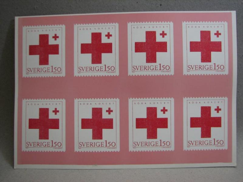 Affisch / Ark med 8 vykort - Röda Korset Sverige 1,50 