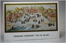 Foto på tavla över Värnamo Marknad -"Det var då det" - Fin Svensk evenemangstämpel / Ortsstämpel Lidköping 1978