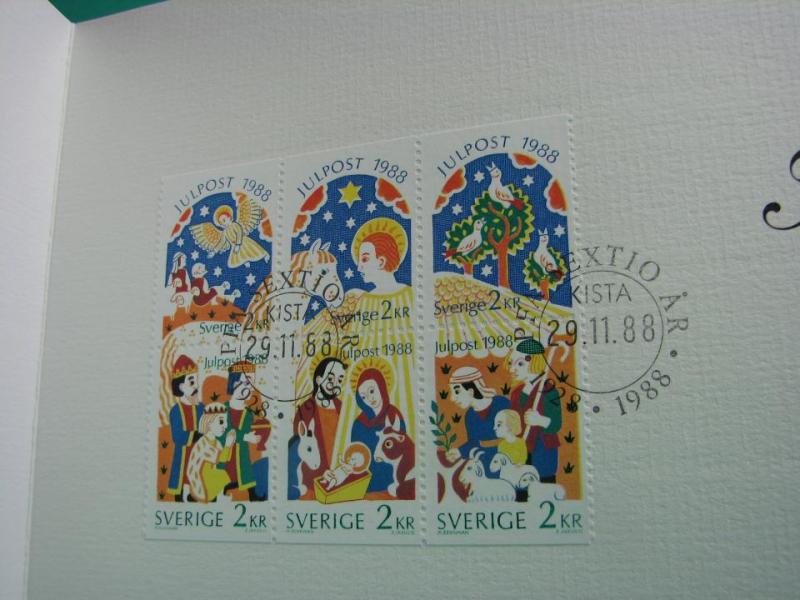 Julfrimärken 29/11 1988 i folder med Fina stämplade frimärken