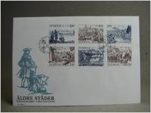 FDC Vinjett -    28/8 1984 Äldre Städer  / Fina stämplar på 6 frimärken