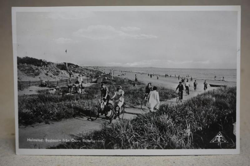 Halmstad folkliv vid östra stranden Halland Gammalt skrivet vykort