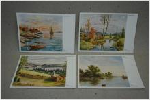 4 oskrivna vykort med fina motiv 3 av Henry Ullberg och ett med C.F. Riet-Jansson