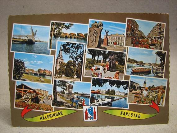 Äldre vykort flerbild - Karlstad