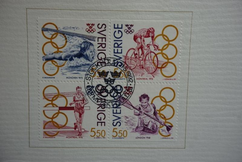 3 Block olympiskt guld 1992 - fint stämplade 