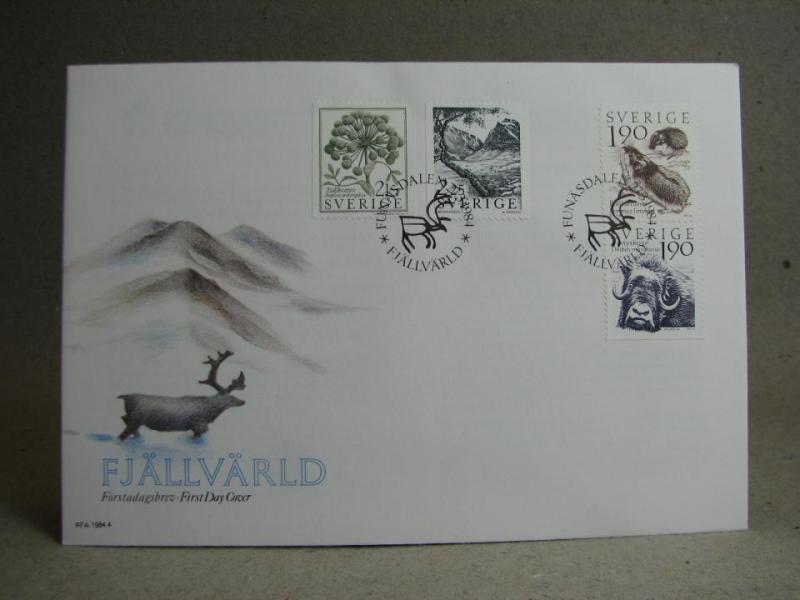 FDC Vinjett - 27/3 1984 Fjällvärld  / Fina stämplar på 4 frimärken