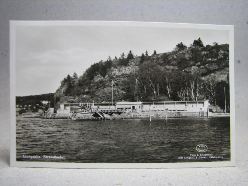 Ljungskile Strandbad Stämplat 1949 Bohuslän skrivet Gammalt vykort