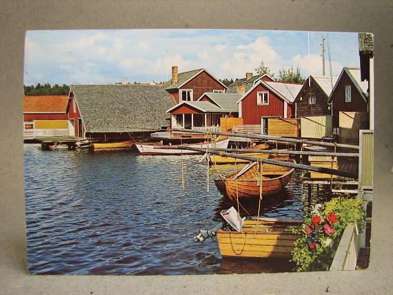 Vykort - Båtar i Norrfällsviken Nordingrå - Filatelistämplat