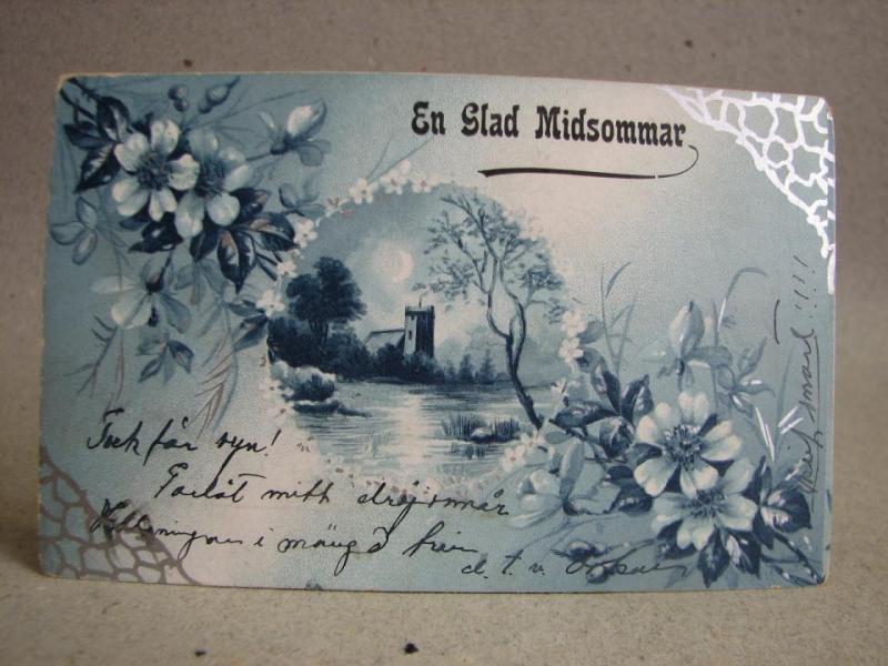 Vykort - Brefkort Glad Midsommar - stämplat: 1906