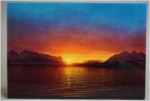 Svolvaer i aftonsol Norway Aune kort Norge Oskrivet äldre vykort