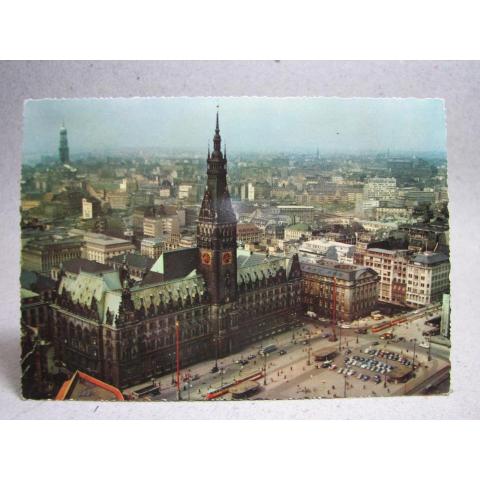 Folkliv Bilar Rathausmarkt Hamburg Oskrivet äldre vykort