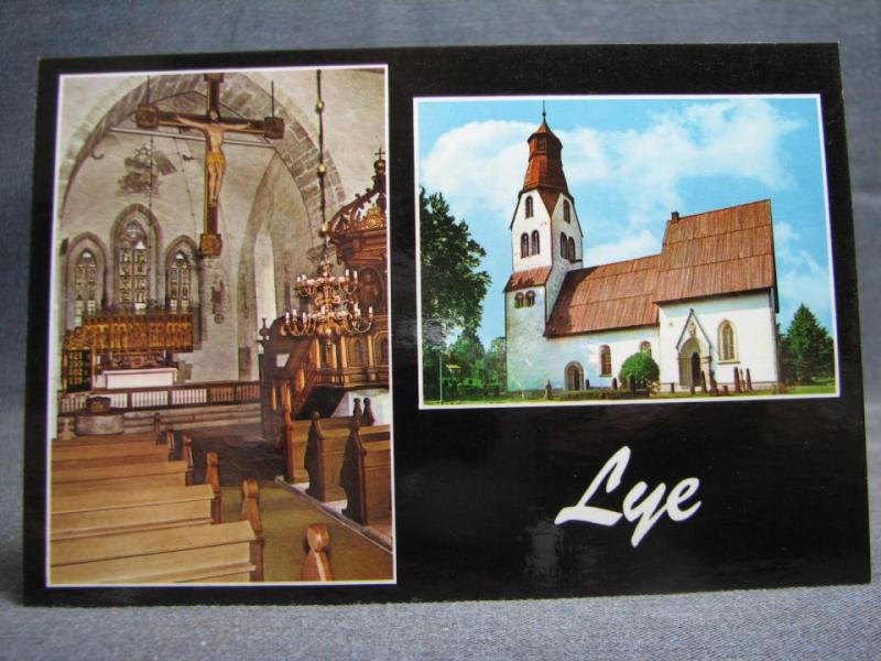 Vykort oskrivet Lye kyrka Gotland
