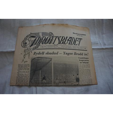 Idrottsbladet  1952 nr  54  - Sporthändelser under 1950-tal - Bl.a om Rydell  skadad Yngve Brodd in  .......