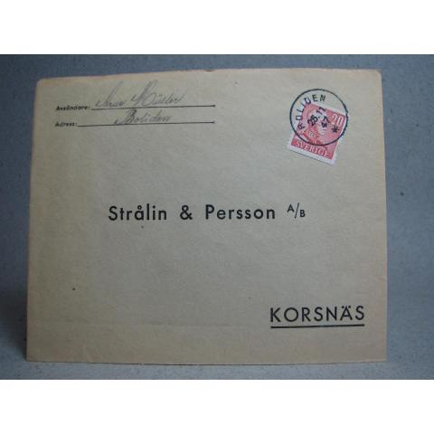 Försändelse med stämplat frimärke - Boliden 25/11 -47