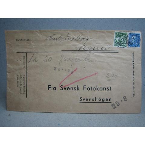 Försändelse med stämplade frimärken - Älvsered 24/8 1934