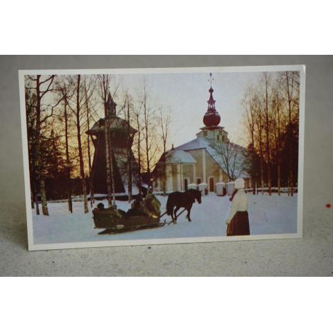 Julottefärd Leksand kyrka Oskrivet vykort