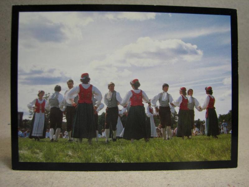 Vykort Folkdräkt Bygdedräkt  - Gotländska Folkdansare - Gotland