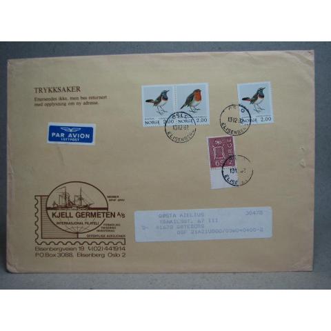 Äldre brev med frimärken - stämplat Oslo Elisenberg 1982