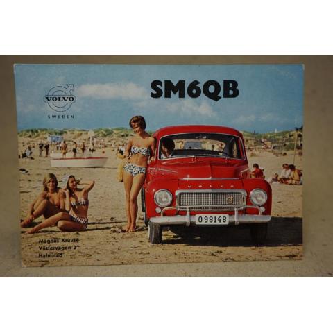 Radiokort Volvo söta bikiniflickor på stranden  - gammalt vykort 1973