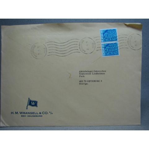 Äldre brev med frimärken och stämplat Haugesund 1975