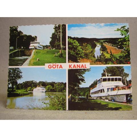 Vykort - Göta Kanal med kryssningsfartygen Svea Lejon Göta Lejon Wasa Lejon 1993