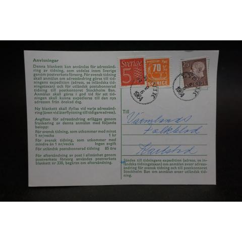 Gammalt Poststämplat  adresskort med  frimärken från 1964 - Lysvik