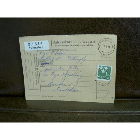 Paketavi med stämplade frimärken - 1961 - Vällingby 2 till Munkfors