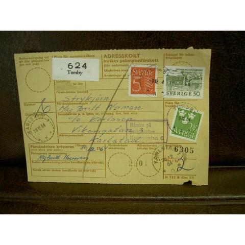 Paketavi med stämplade frimärken - 1964 - Torsby till Karlstad