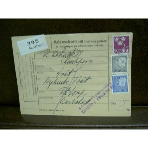 Paketavi med stämplade frimärken - 1962 - Munkfors 1 till karlstad