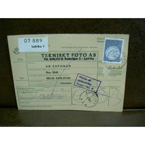 Paketavi med stämplade frimärken - 1972 - Ludvika 1 till Karlstad 5