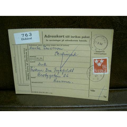 Paketavi med stämplade frimärken - 1964 - Ekshärad till Sunne