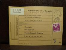 Frimärken på adresskort - stämplat 1963 - Stockholm 6 - Borgviksbruk