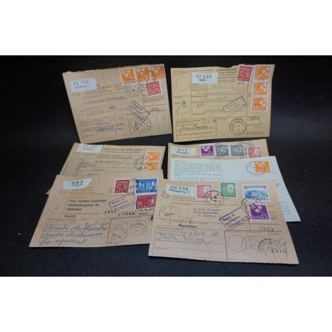 7 stycken gamla Poststämplade  adresskort med  frimärken från 1964 