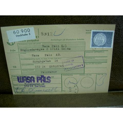 Paketavi med stämplade frimärken - 1972 - Stockholm 5 till Karlstad 1