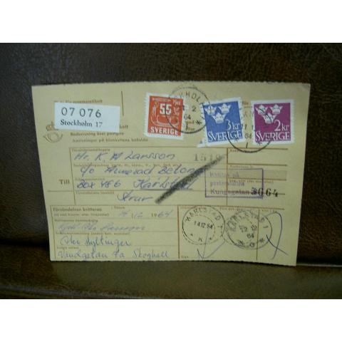 Paketavi med stämplade frimärken - 1964 - Stockholm 17 till Karlstad