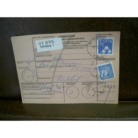 Paketavi med stämplade frimärken - 1964 - Göteborg 3 till Karlstad