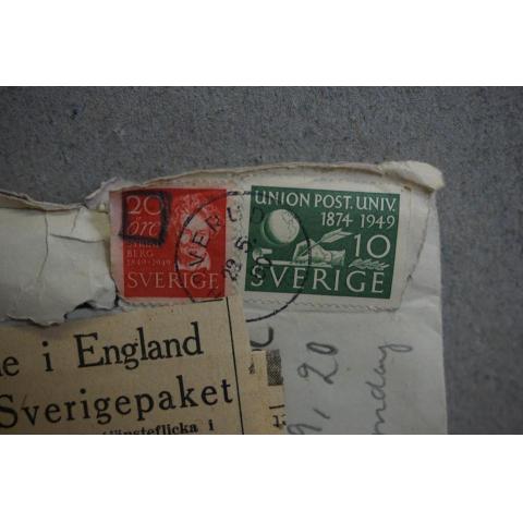 Brev med 2 + 2 frimärken från 1949 Håverud
