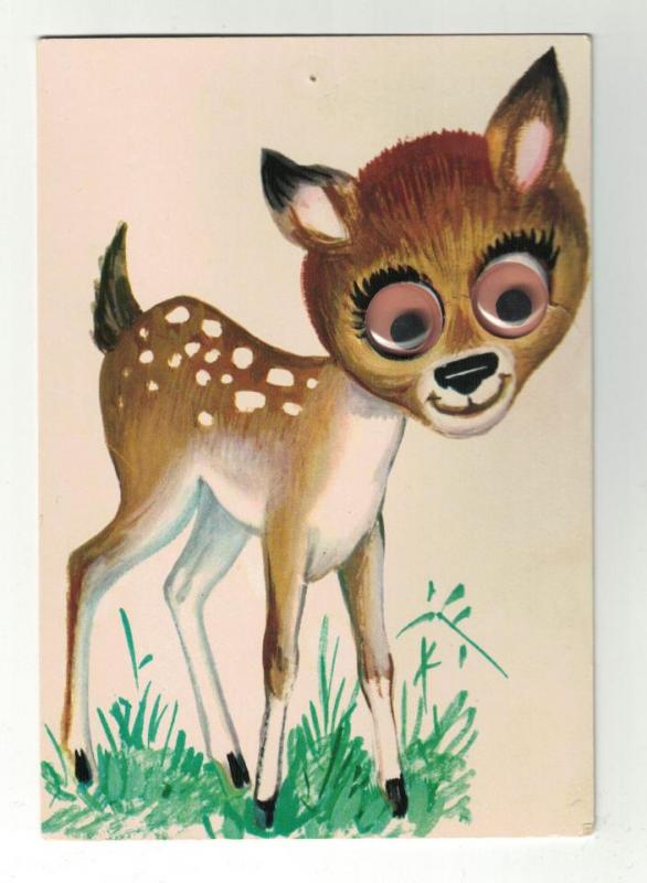 Sött vykort Bambi med rörliga ögon