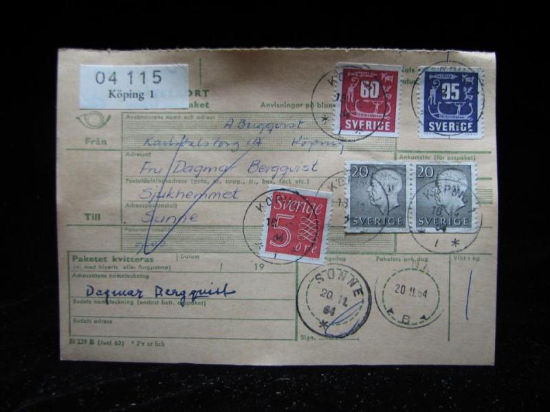 Adresskort med stämplade frimärken - 1964 - Köping till Sunne